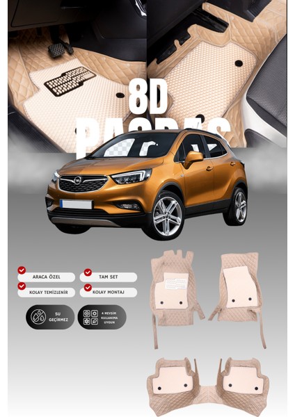 Opel Mokka (2012-2019) 8d Deri Havuzlu Oto Paspas | Tam Koruma,araca Özel Kesim & Hızlı Montaj