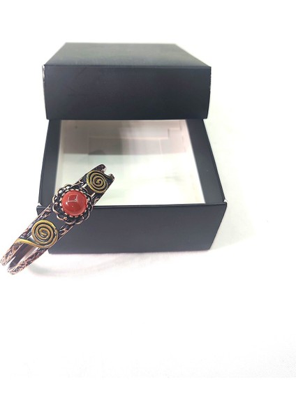 Bakır Bileklik, El Işçiliği, Ölçüsü Ayarlanabilir Doğaltaşlı Kadın Saf Bakır Bileklik