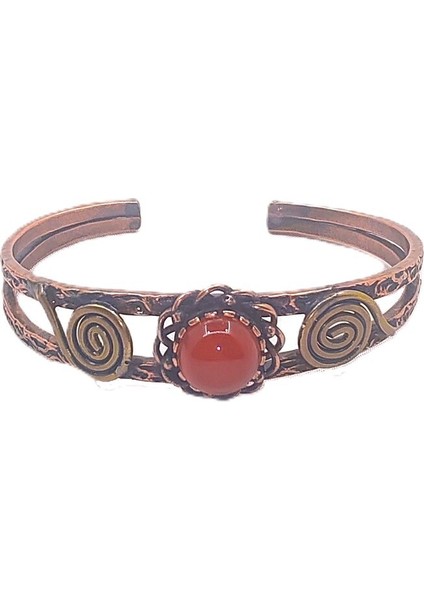 Bakır Bileklik, El Işçiliği, Ölçüsü Ayarlanabilir Doğaltaşlı Kadın Saf Bakır Bileklik fiyatları