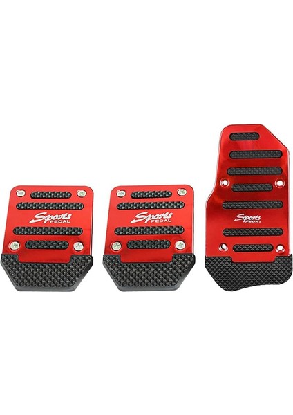 Araç Kaymaz Alüminyum Alaşım Pedal Pedleri Manuel Gaz Fren Pedal Kapağı Evrensel Yedek Aksesuarlar Kırmızı 3pcs (Yurt Dışından)