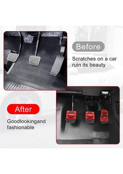 Araç Kaymaz Alüminyum Alaşım Pedal Pedleri Manuel Gaz Fren Pedal Kapağı Evrensel Yedek Aksesuarlar Kırmızı 3pcs (Yurt Dışından) indirimleri