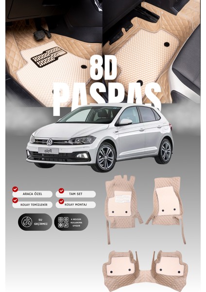 Volkswagen Polo (2018 ve Sonrası) 8d Deri Havuzlu Oto Paspas | Tam Korum,araca Özel Kesim& Hızlı Montaj
