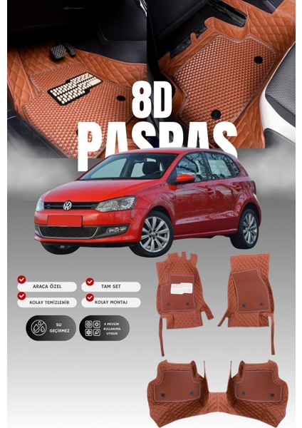 Volkswagen Polo (2010-2017) 8d Deri Havuzlu Oto Paspas | Tam Korum,araca Özel Kesim& Hızlı Montaj