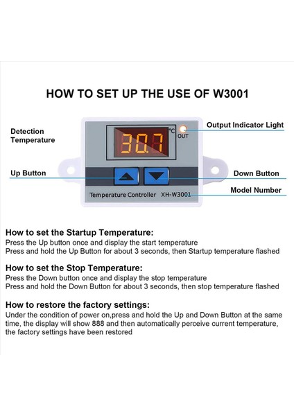 6pcs XH-W3001 Dijital LED Sıcaklık Denetleyici Modülü Dijital Termostat Anahtarı Termostat (12V 10A 120W) (Yurt Dışından) indirimleri