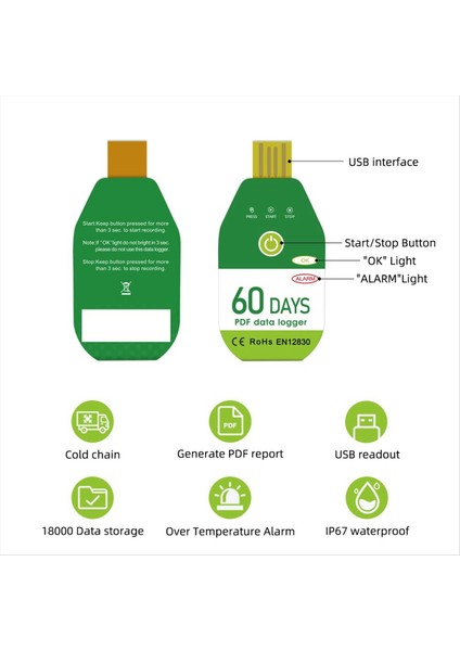USB Sıcaklık Veri Oturum Cihazı Sıcaklık ve Nem Kaydedici Alarm Termometre Kaydedici Test Cihazı Raporu Pdf 90 Gün (Yurt Dışından) modelleri