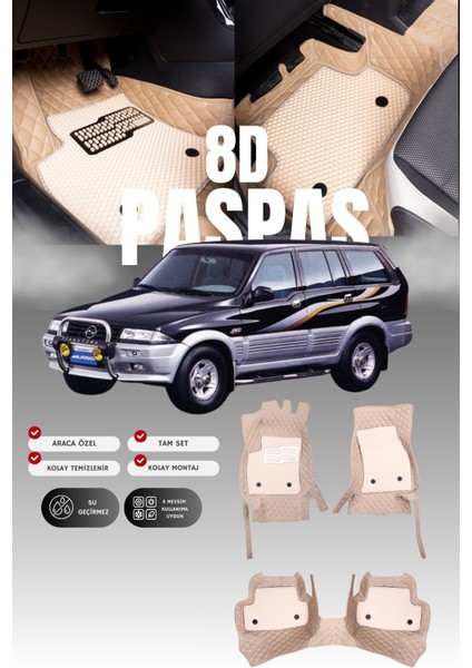 Ssangyong Musso (1993-2005) 8d Deri Havuzlu Oto Paspas | Tam Koruma,araca Özel & Hızlı Montaj