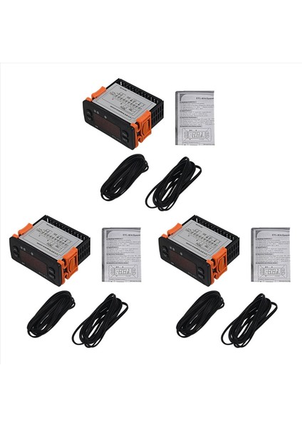 3x ETC-974 Mini Sıcaklık Denetleyicisi Buzdolabı Termostat Regülatörü Termoregülatör Termokupl Ntc Çift Sensör (Yurt Dışından)
