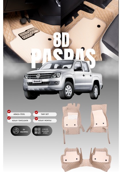 Volkswagen Amarok (2010-2016) 8d Deri Havuzlu Oto Paspas | Tam Koruma,araca Özel & Hızlı Montaj