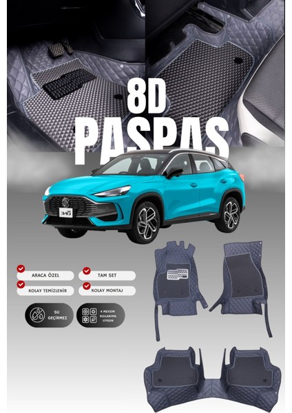 Mg Hs (2018-2024) 8d Deri Havuzlu Oto Paspas | Tam Koruma,araca Özel Kesim & Hızlı Montaj
