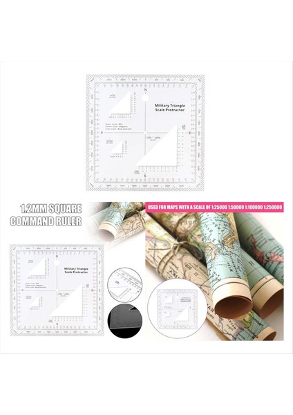Koordinat Ölçek Pratik Şeffaf Topografik Harita Ölçek Navigasyon Askeri Önsöz (Yurt Dışından) fırsatları