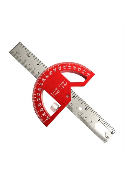 Çok Fonksiyonlu Açı Hükümdar 45/90 Derece Yarı Dairesel Ölçüm Alüminyum Alaşım Hareketli Açı Cetvel Açısı Bulucu 8 Inç (Yurt Dışından)