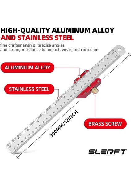Ahşap Işleme Cetveli Işaretleme Gösterge Stop Cetvel Cetvel Stop Bulucu ile Işaretleme 12 Inç Kombinasyon Açısı Marangoz Kare (Yurt Dışından) fiyatları