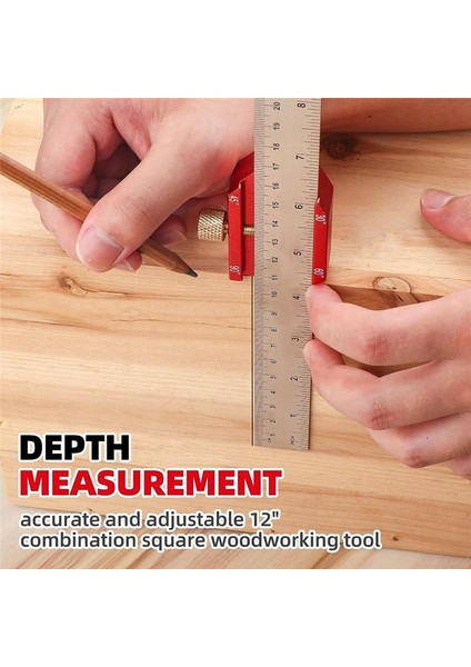 Ahşap Işleme Cetveli Işaretleme Gösterge Stop Cetvel Cetvel Stop Bulucu ile Işaretleme 12 Inç Kombinasyon Açısı Marangoz Kare (Yurt Dışından) fırsatları