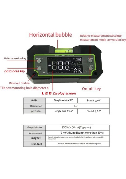 Bluetooth Seviye Incinometre Çift Eksen Dijital Prensıce Ölçüm Açısı Cetvel Bıax Şarj Edilebilir Manyetik Seviye Kutusu (Yurt Dışından) modelleri