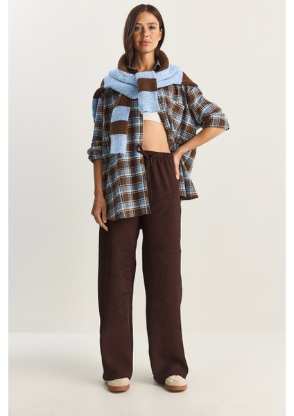 Kadın Geniş Paça Krinkıl Örme Pantolon