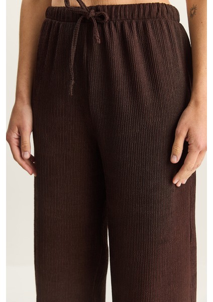 Kadın Geniş Paça Krinkıl Örme Pantolon