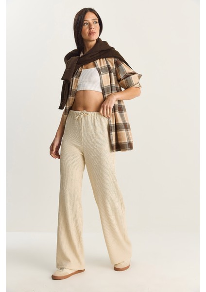 Kadın Geniş Paça Krinkıl Örme Pantolon indirimleri