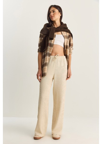 Kadın Geniş Paça Krinkıl Örme Pantolon
