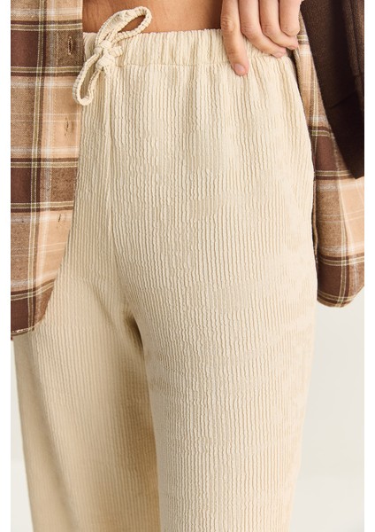 Kadın Geniş Paça Krinkıl Örme Pantolon