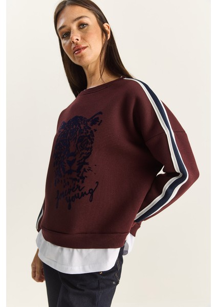 Kadın Kaplan Baskılı T-Shirt Detaylı Şardonlu Sweatshirt fırsatları