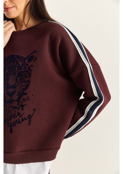 Kadın Kaplan Baskılı T-Shirt Detaylı Şardonlu Sweatshirt indirimleri