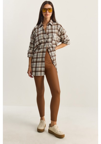 Kadın Içi Kürklü Yüksek Bel Lastikli Mat Suni Deri Tayt modelleri