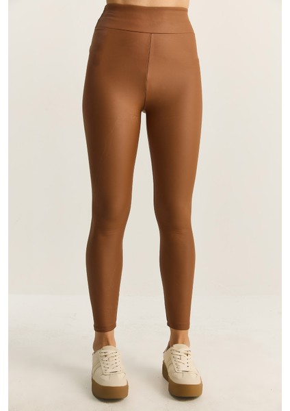 Kadın Içi Kürklü Yüksek Bel Lastikli Mat Suni Deri Tayt indirimleri