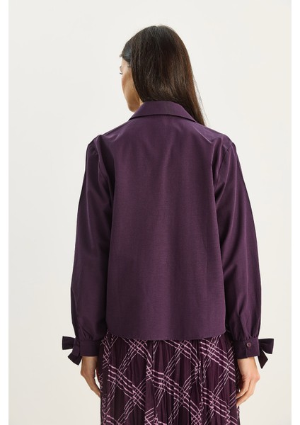 Kadın Manşet Detaylı Poplin Gömlek