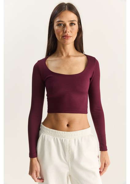 Kadın Soft Touch Kare Yaka Uzun Kollu Basic Bluz fiyatları