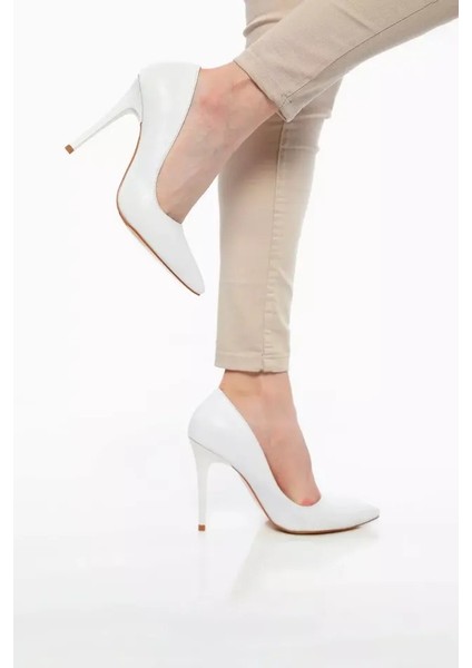 3472 Model Beyaz 11CM Topuklu Stiletto Ayakkabı