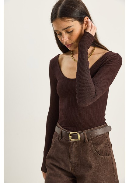 Kadın U Yaka Likralı Basic Bluz modelleri