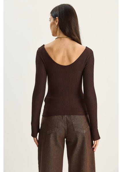 Kadın U Yaka Likralı Basic Bluz