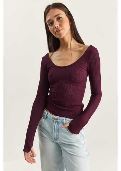 Kadın U Yaka Likralı Basic Bluz modelleri