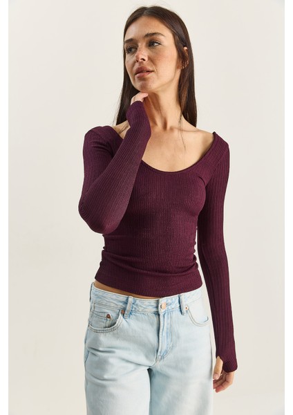 Kadın U Yaka Likralı Basic Bluz fırsatları