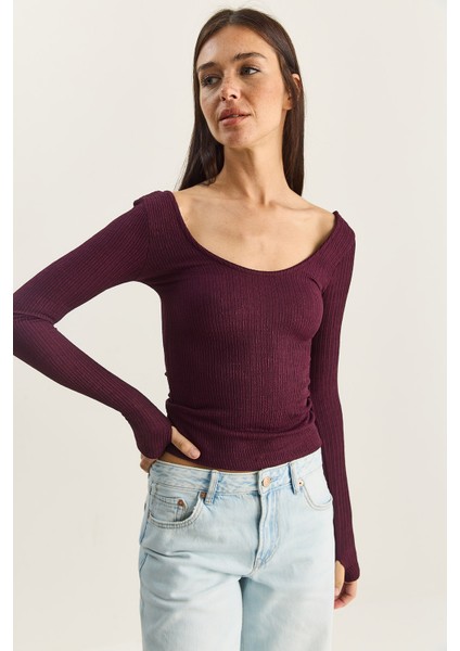 Kadın U Yaka Likralı Basic Bluz indirimleri