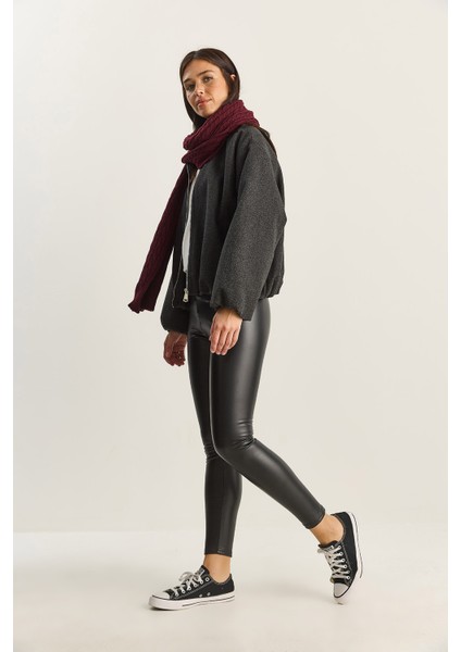 Kadın Içi Kürklü Yüksek Bel Lastikli Suni Deri Tayt modelleri