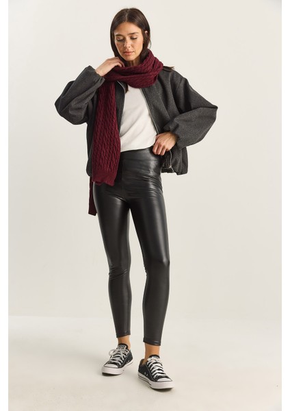 Kadın Içi Kürklü Yüksek Bel Lastikli Suni Deri Tayt fırsatları