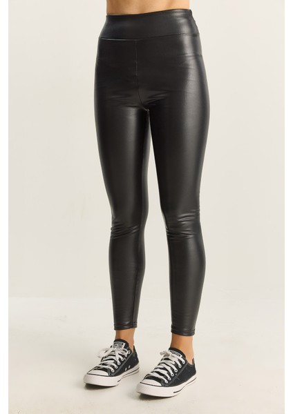 Kadın Içi Kürklü Yüksek Bel Lastikli Suni Deri Tayt indirimleri