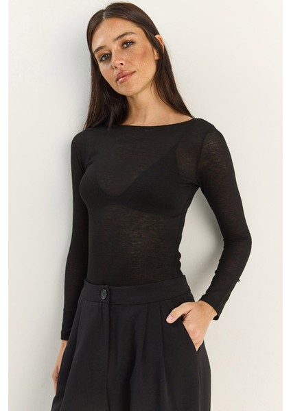 Kadın Kayık Yaka Modal Ultra Hafif Bluz