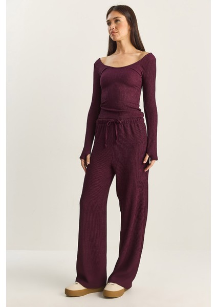 Kadın Geniş Paça Krinkıl Örme Pantolon fiyatları