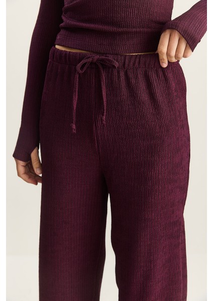 Kadın Geniş Paça Krinkıl Örme Pantolon