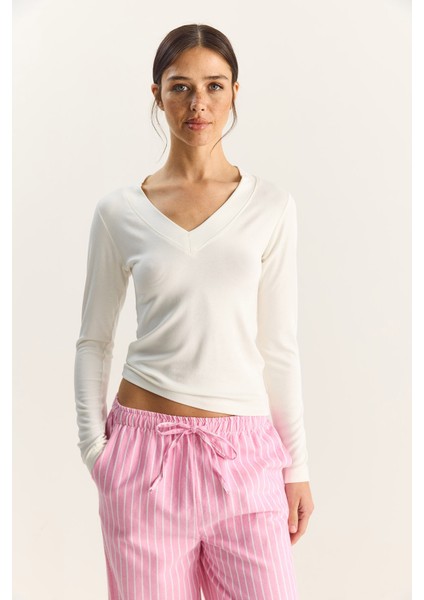 Kadın Cotton V Yaka Bluz fiyatları