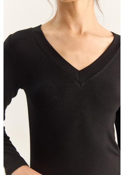 Kadın Cotton V Yaka Bluz