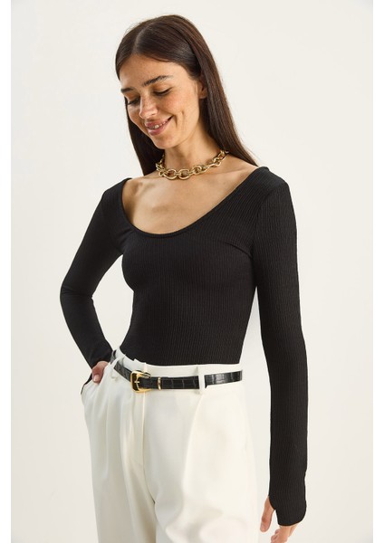 Kadın U Yaka Likralı Basic Bluz fiyatları