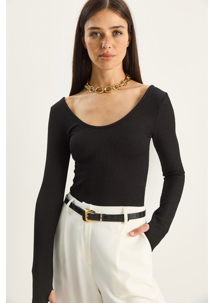 Kadın U Yaka Likralı Basic Bluz modelleri