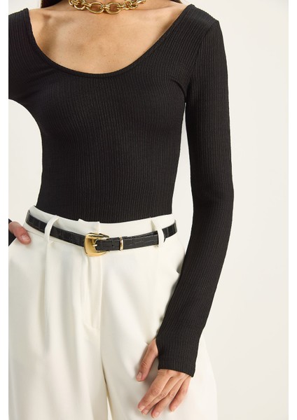 Kadın U Yaka Likralı Basic Bluz indirimleri