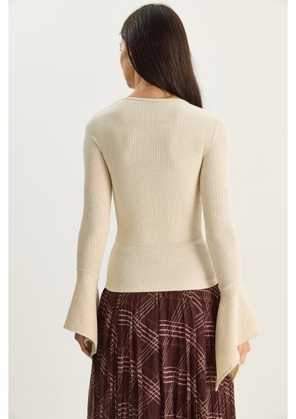 Kadın Bisiklet Yaka Ispanyol Kol Likralı Basic Bluz