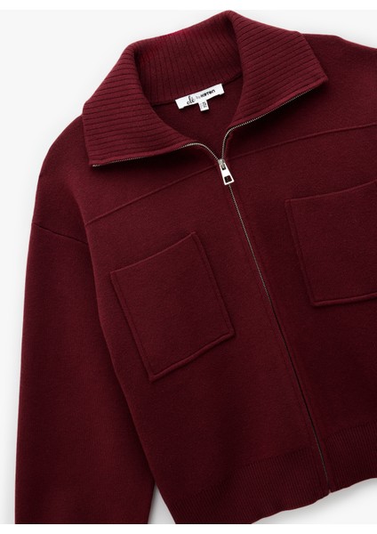 Rahat Kalıp Uzun Kollu Cep Detaylı Viskon Karışımlı Fermuarlı Hırka modelleri