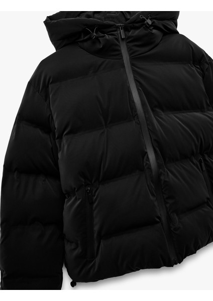 Kapüşonlu Uzun Kollu Fermuarlı Cepli Su Itici Şişme Mont indirimleri