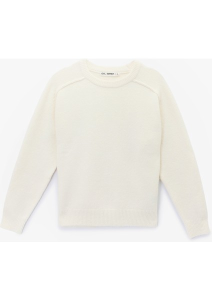 Uzun Kollu Bisiklet Yaka Dikiş Detaylı Basic Triko Kazak